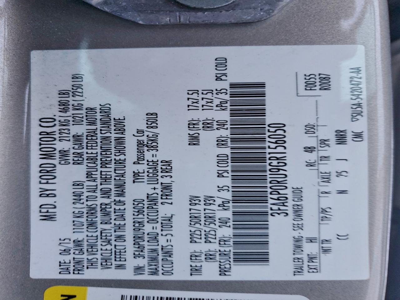 2016 FORD FUSION TITANIUM HEV photo 13