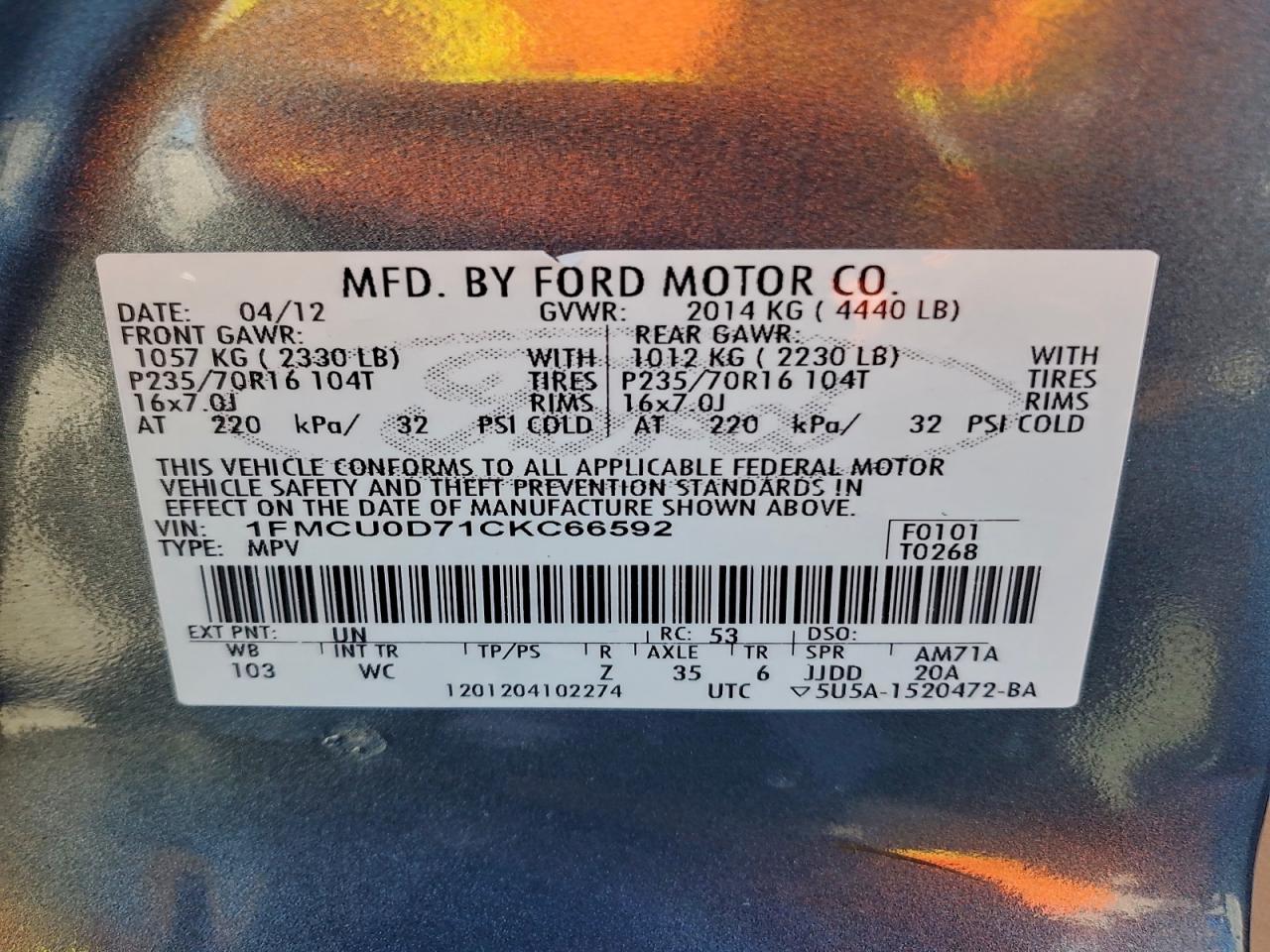 2012 FORD ESCAPE XLT photo 13