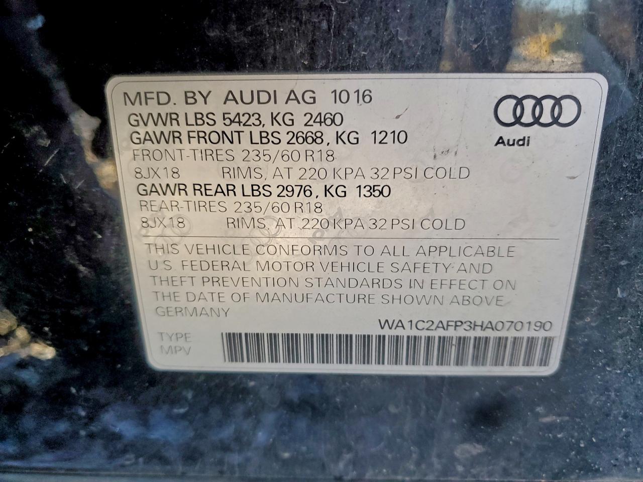 2017 AUDI Q5 PREMIUM photo 12