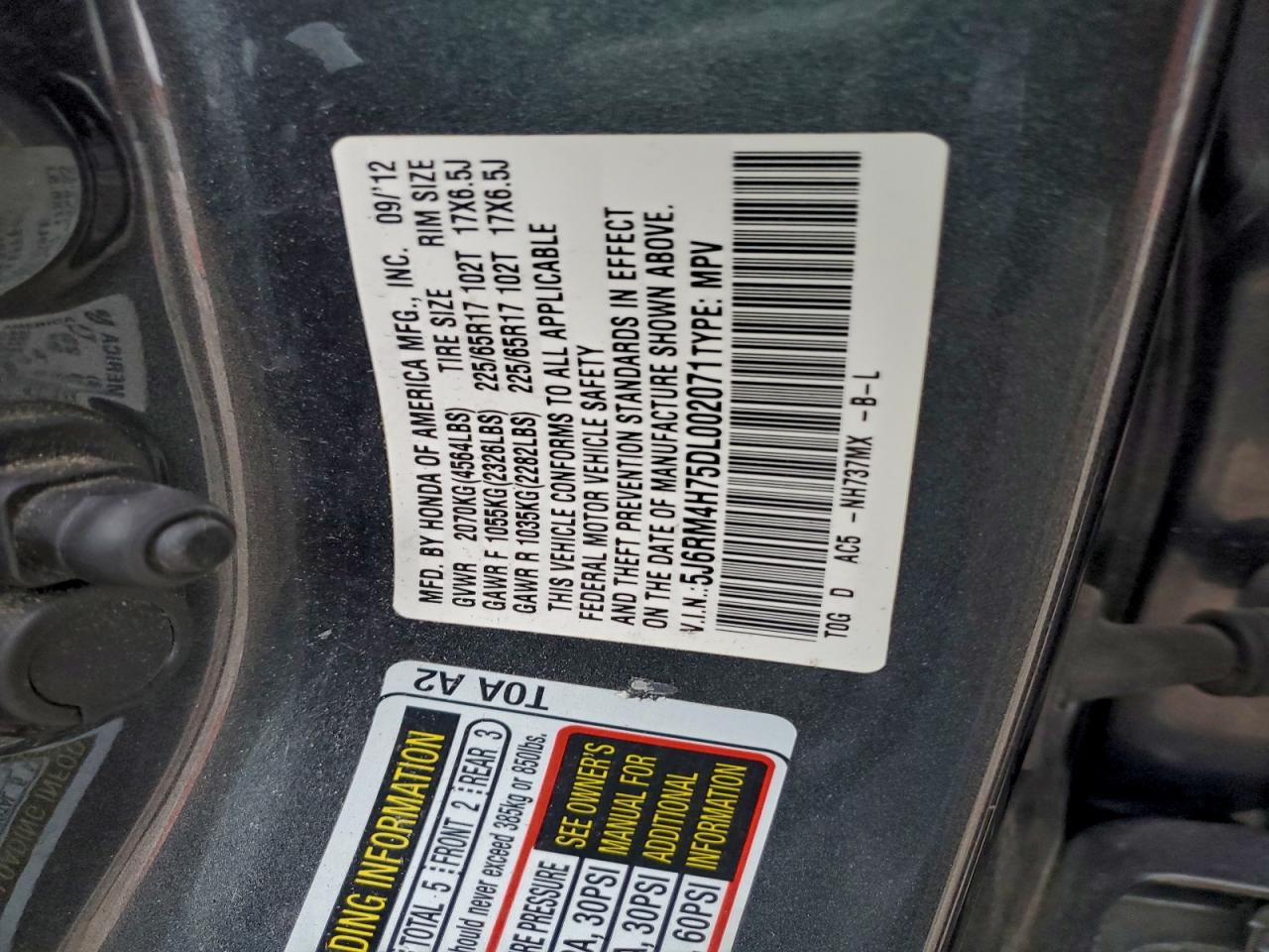 2013 HONDA CR-V EXL photo 13
