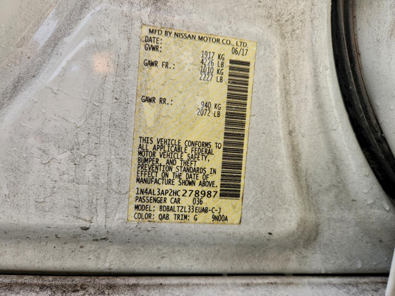 2017 NISSAN ALTIMA 2.5 photo 12