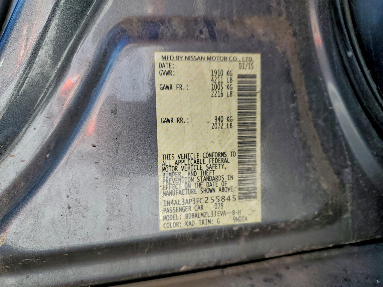 2015 NISSAN ALTIMA 2.5 photo 12
