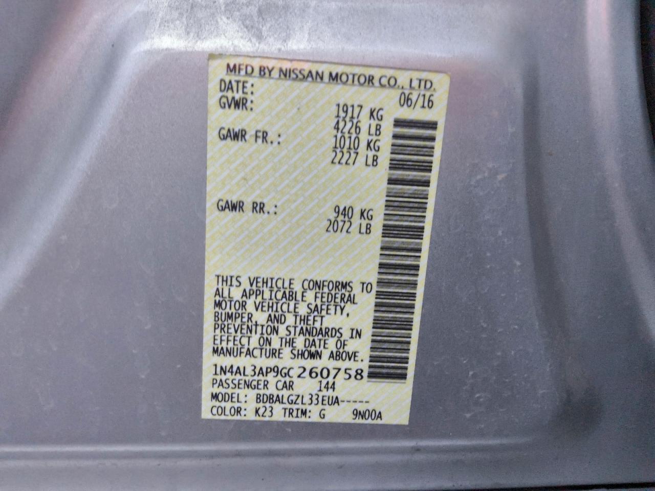 2016 NISSAN ALTIMA 2.5 photo 12