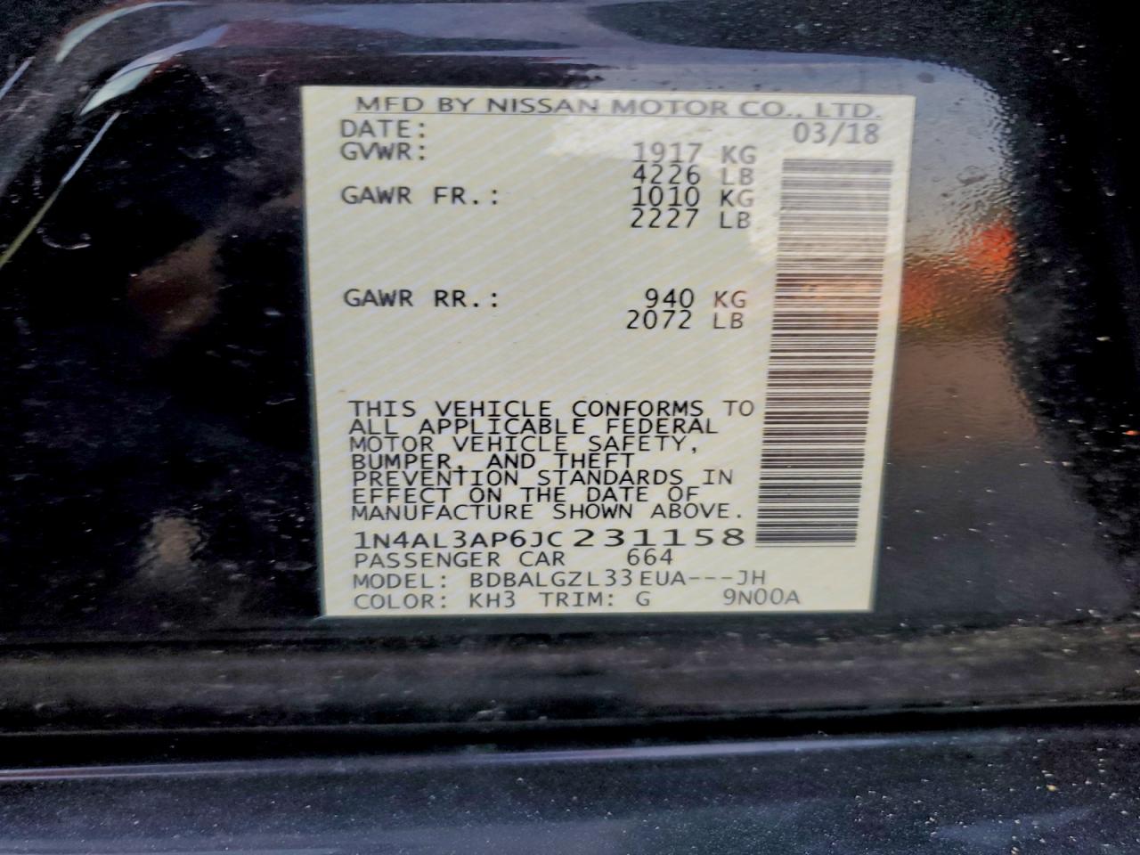2018 NISSAN ALTIMA 2.5 photo 12