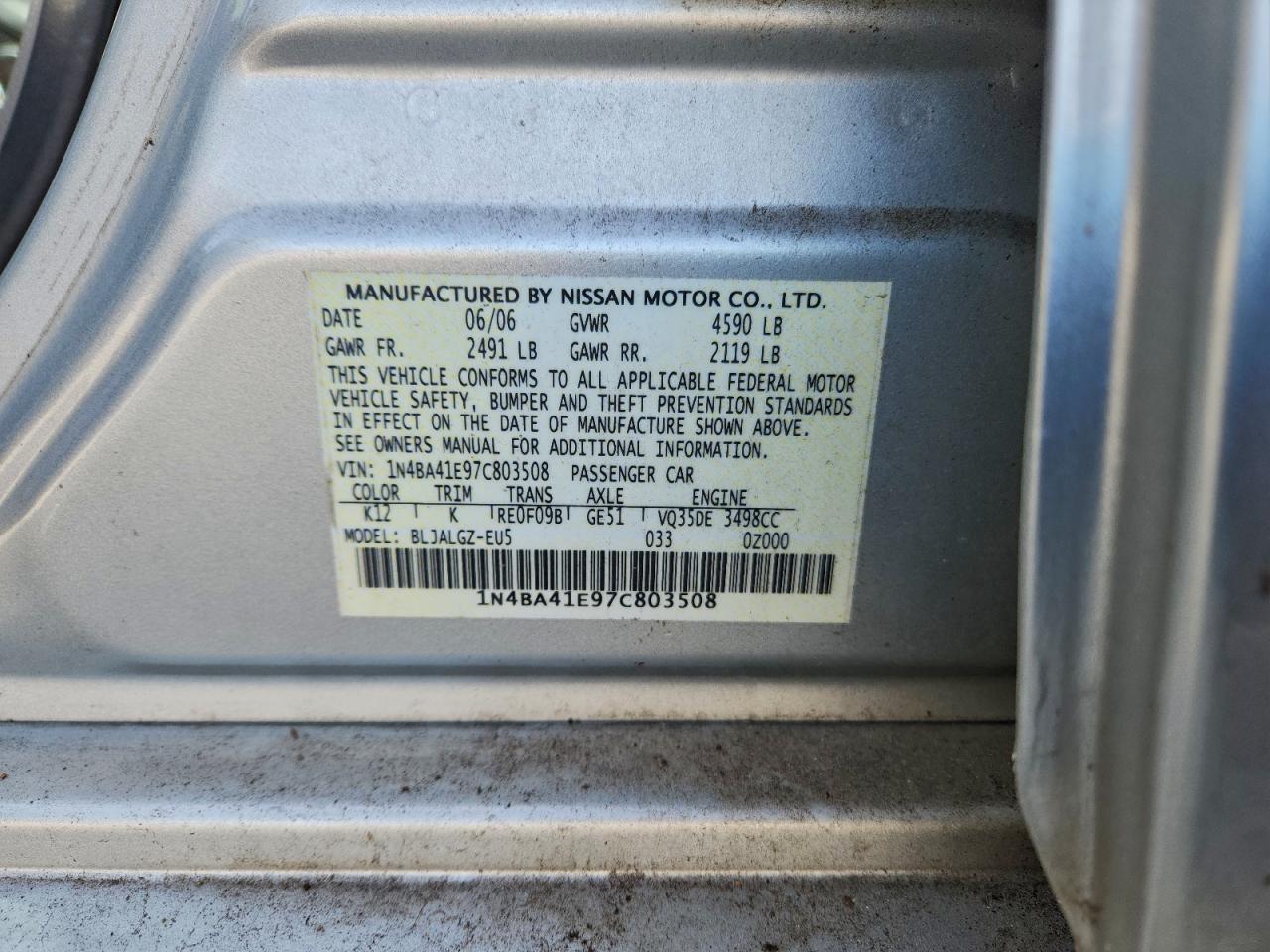 2007 NISSAN MAXIMA SE photo 12