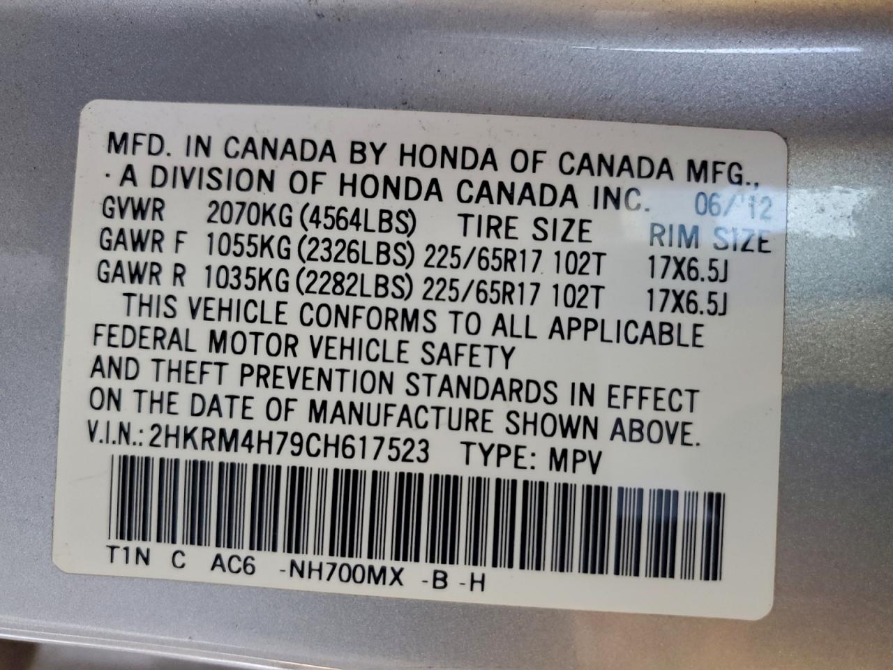 2012 HONDA CR-V EXL photo 13