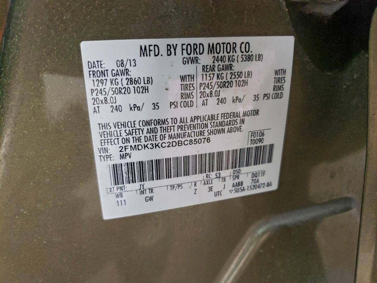 2013 FORD EDGE LIMITED photo 13