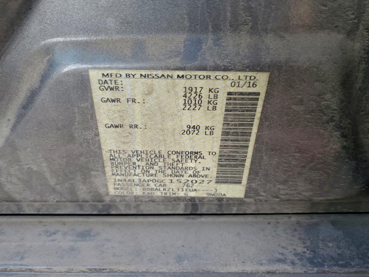 2016 NISSAN ALTIMA 2.5 photo 12
