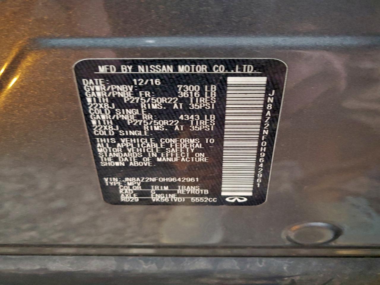 2017 INFINITI QX80 BASE photo 13