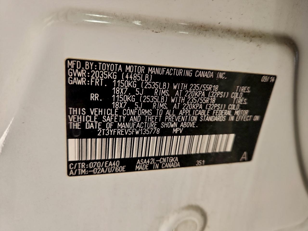 2015 TOYOTA RAV4 LIMITED photo 13