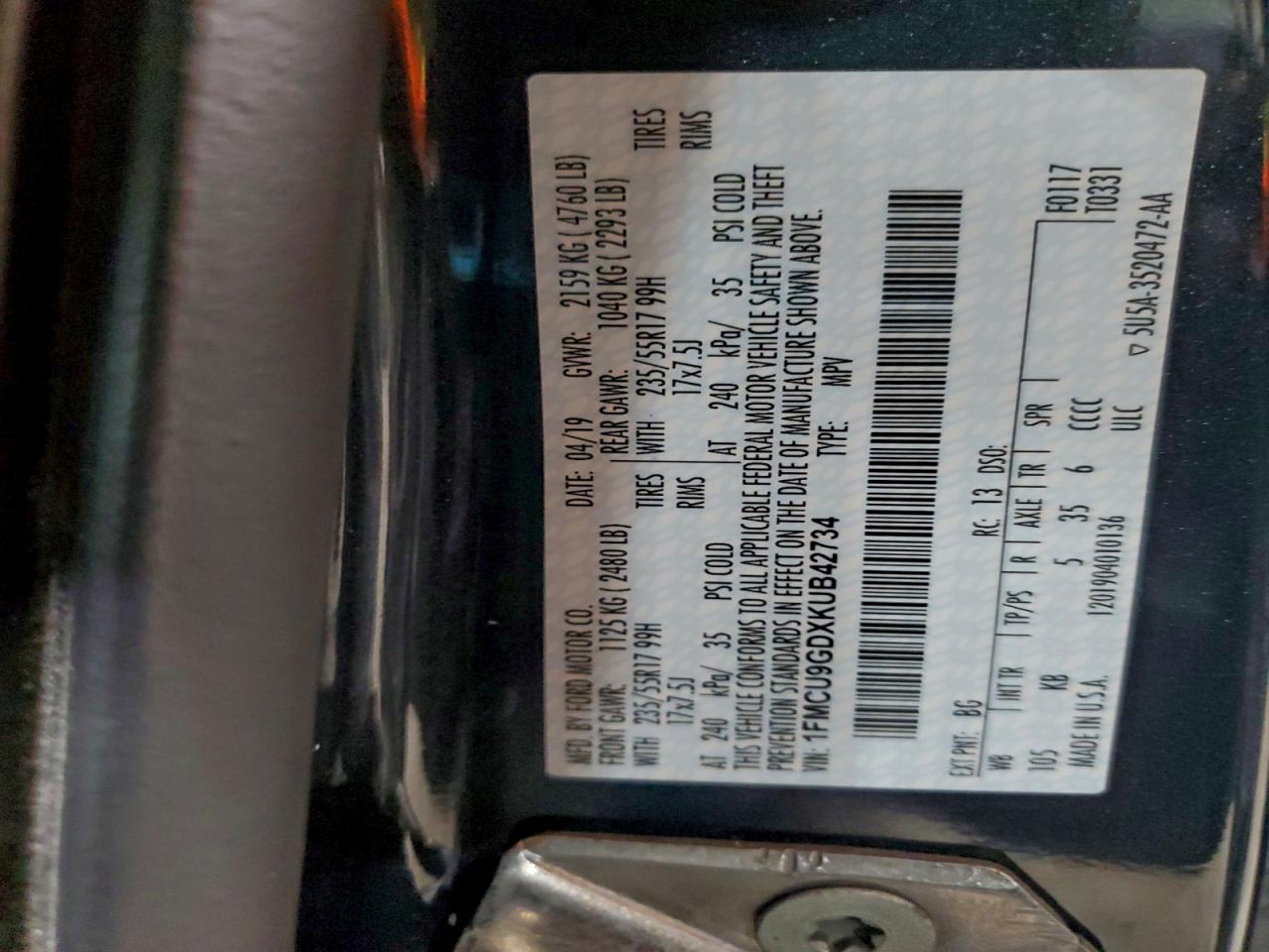 2019 FORD ESCAPE SE photo 13