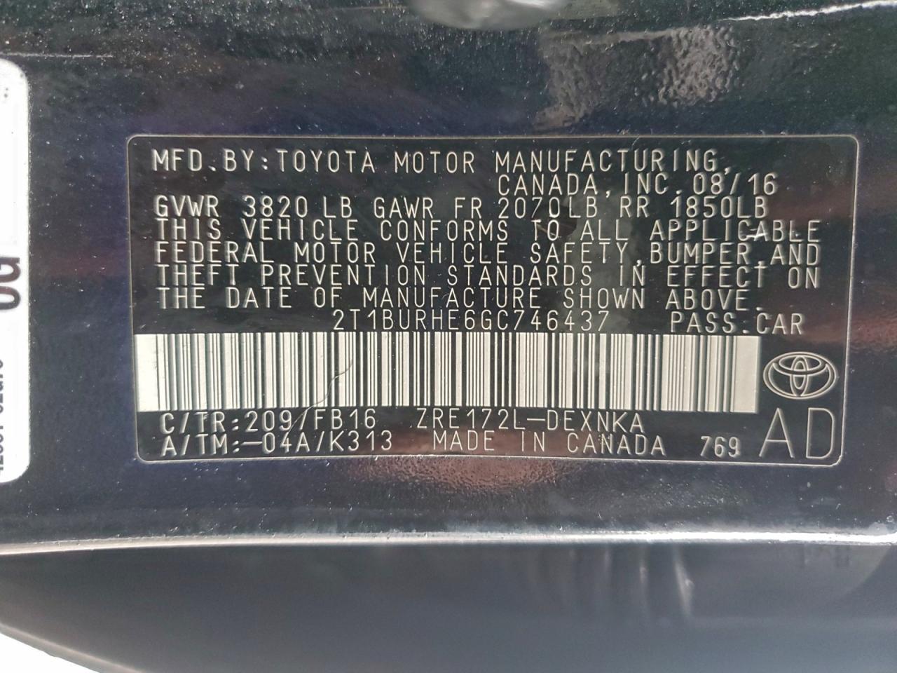 2016 TOYOTA COROLLA L photo 23