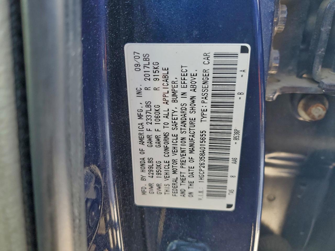 2008 HONDA ACCORD LX photo 12