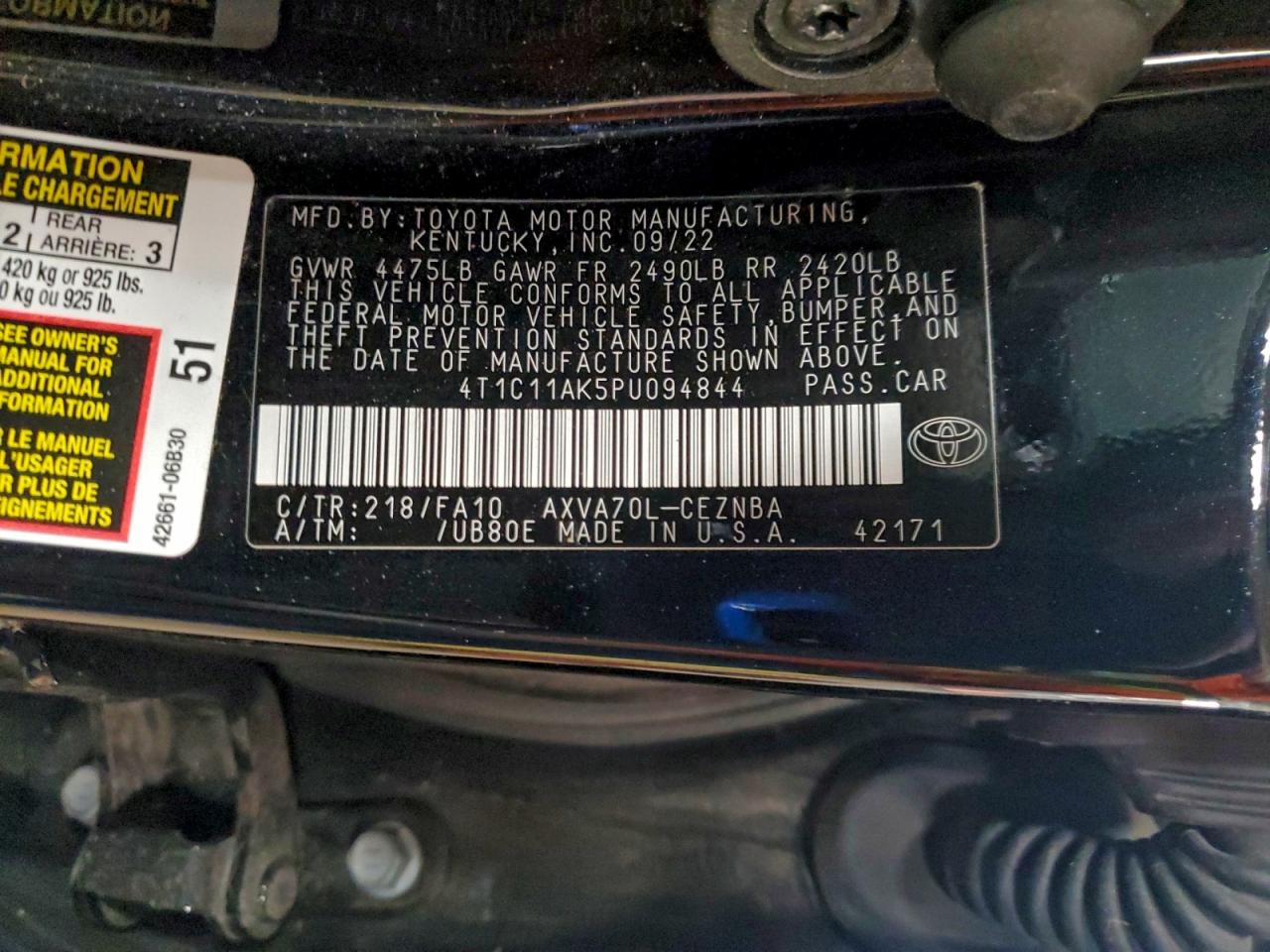 2023 TOYOTA CAMRY LE photo 25