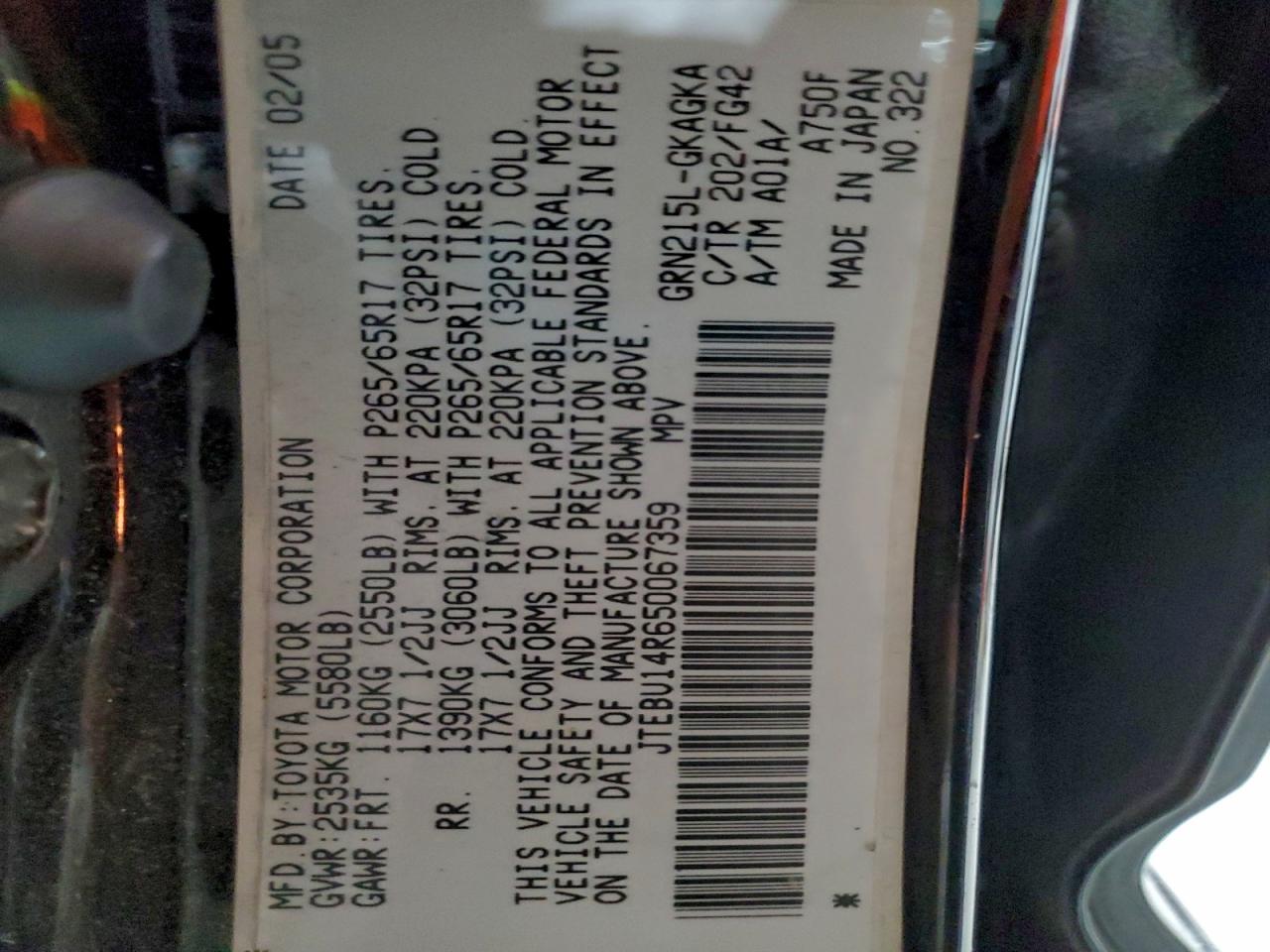 2005 TOYOTA 4RUNNER SR5 photo 13