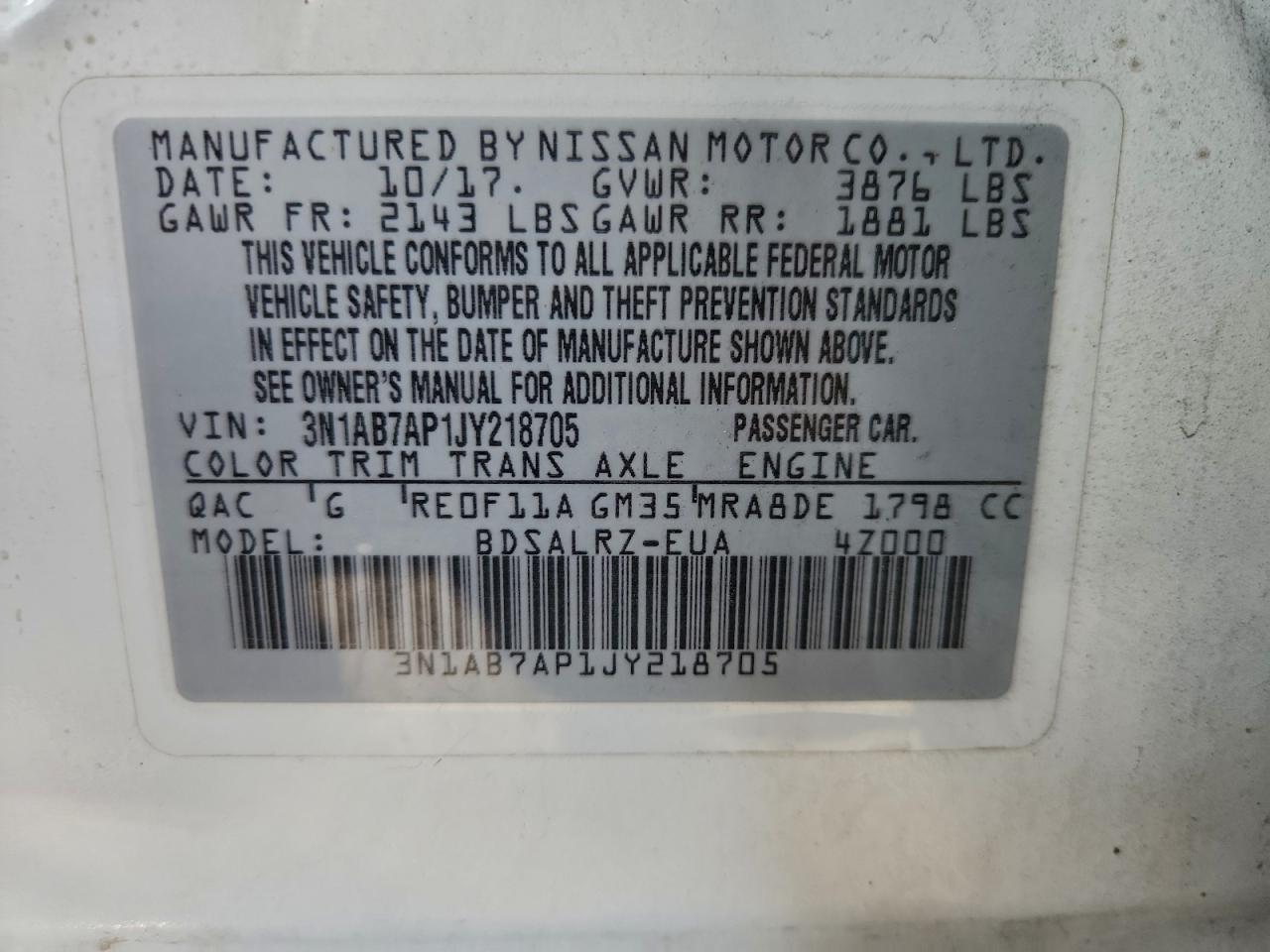 2018 NISSAN SENTRA S photo 12