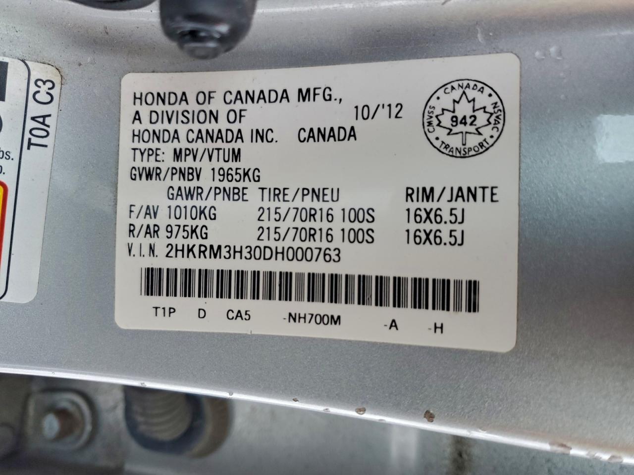 2013 HONDA CR-V LX photo 13