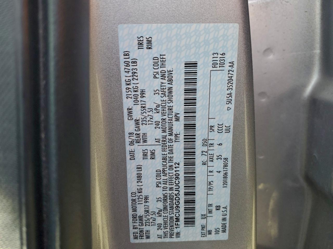 2018 FORD ESCAPE SE photo 13