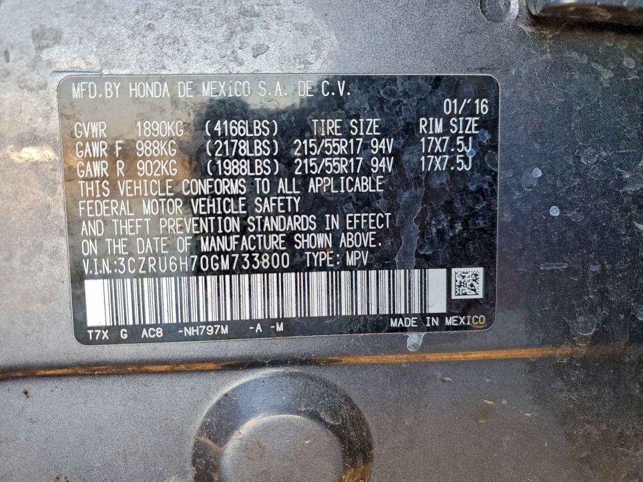 2016 HONDA HR-V EXL photo 13