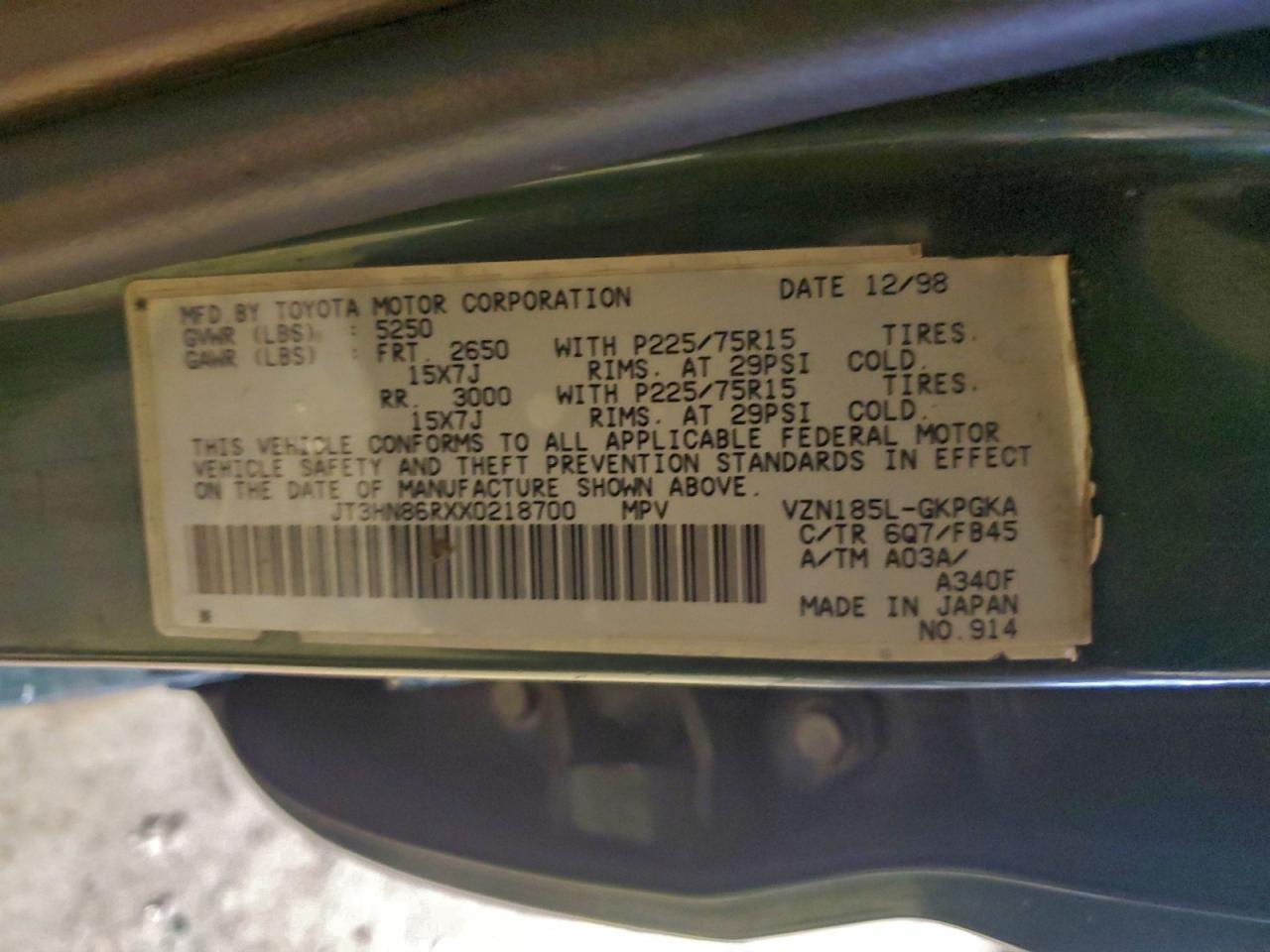 1999 TOYOTA 4RUNNER SR5 photo 13