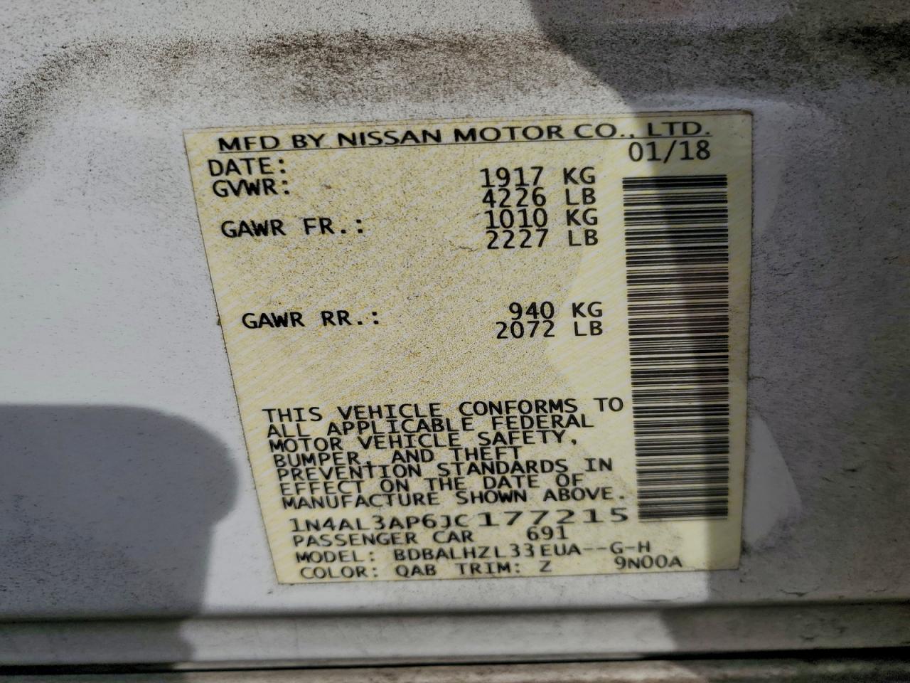 2018 NISSAN ALTIMA 2.5 photo 13