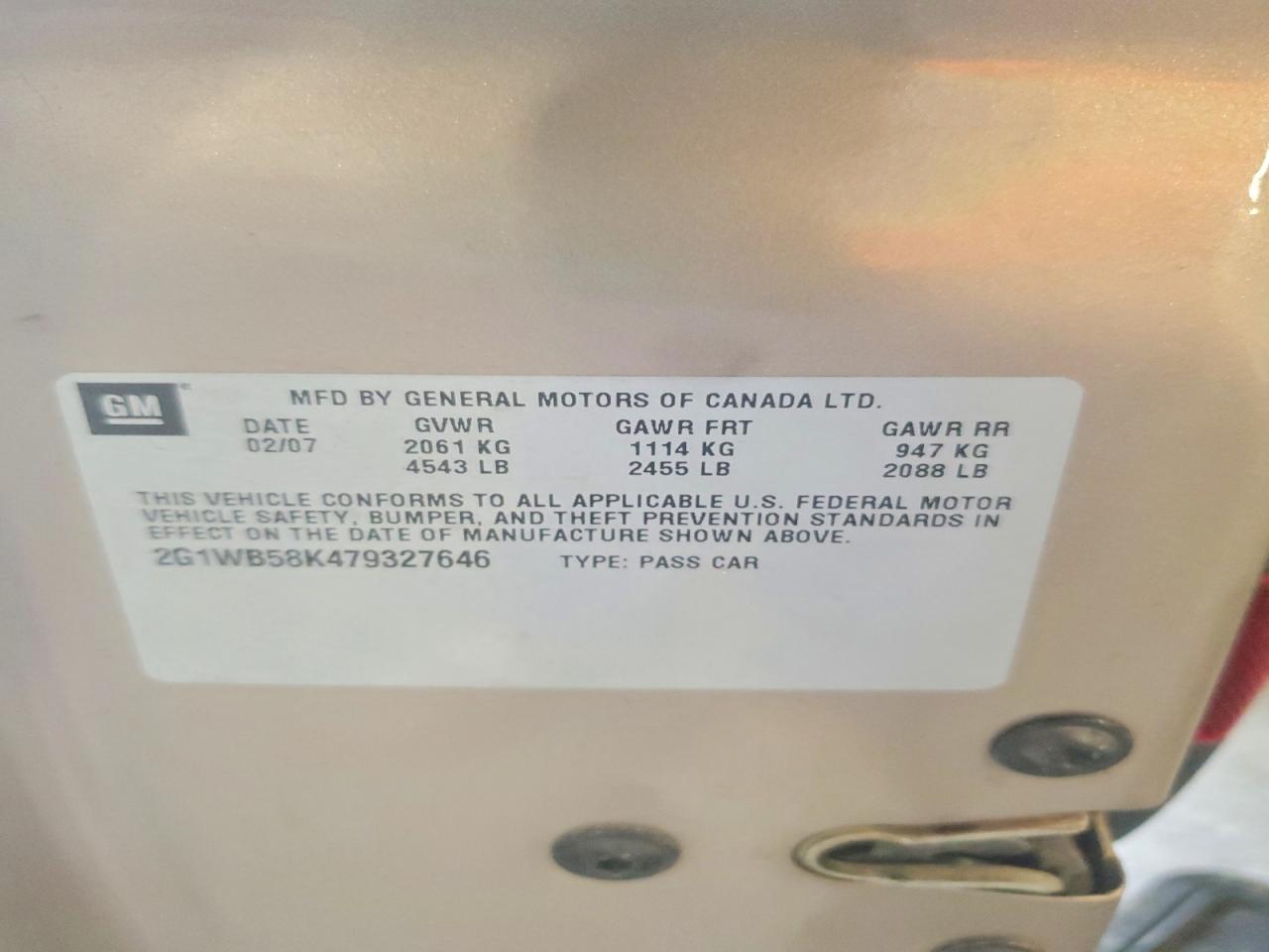 2007 CHEVROLET IMPALA LS photo 12