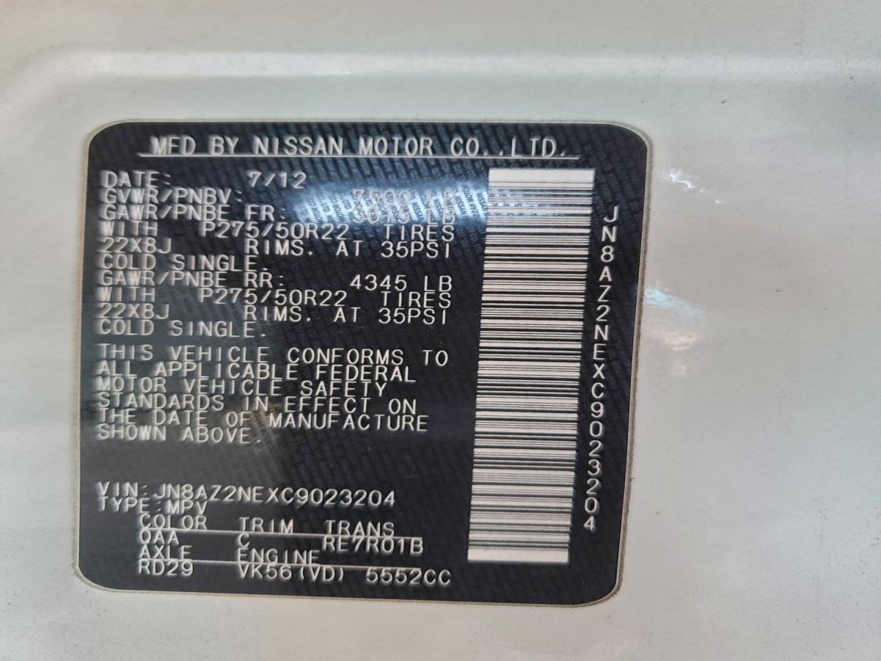 2012 INFINITI QX56 photo 13