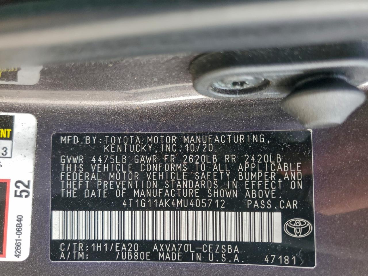 2021 TOYOTA CAMRY SE photo 13