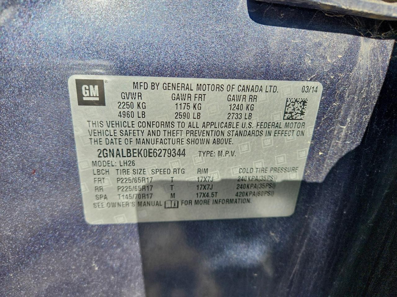 2014 CHEVROLET EQUINOX LT photo 12