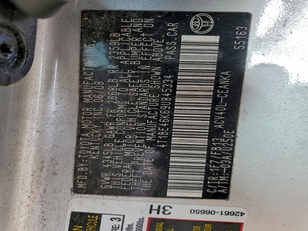 2009 TOYOTA CAMRY BASE photo 12