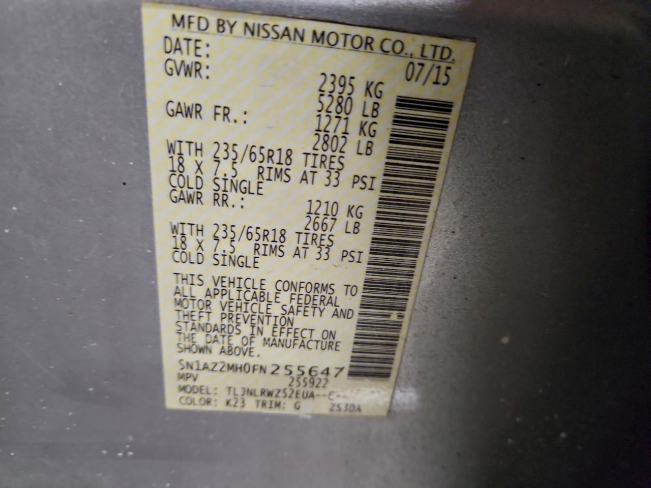 2015 NISSAN MURANO SL photo 25