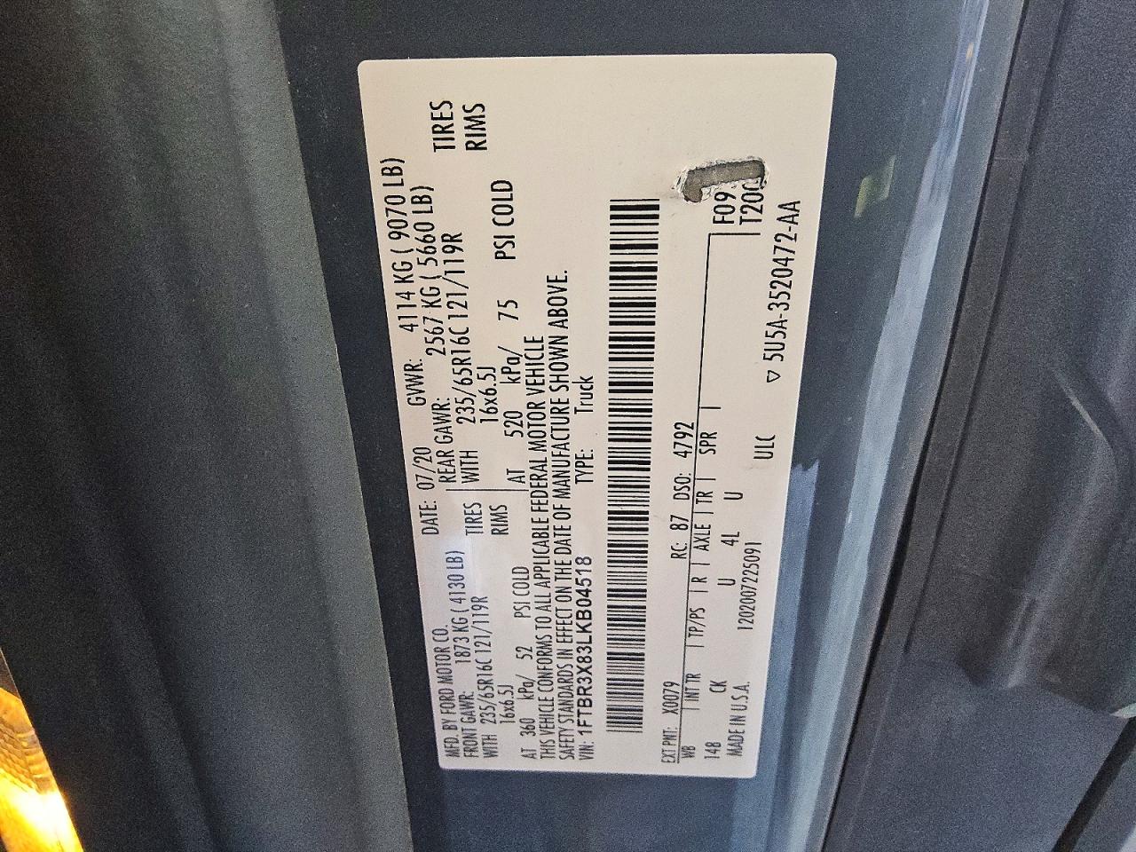 2020 FORD TRANSIT T-250 photo 13