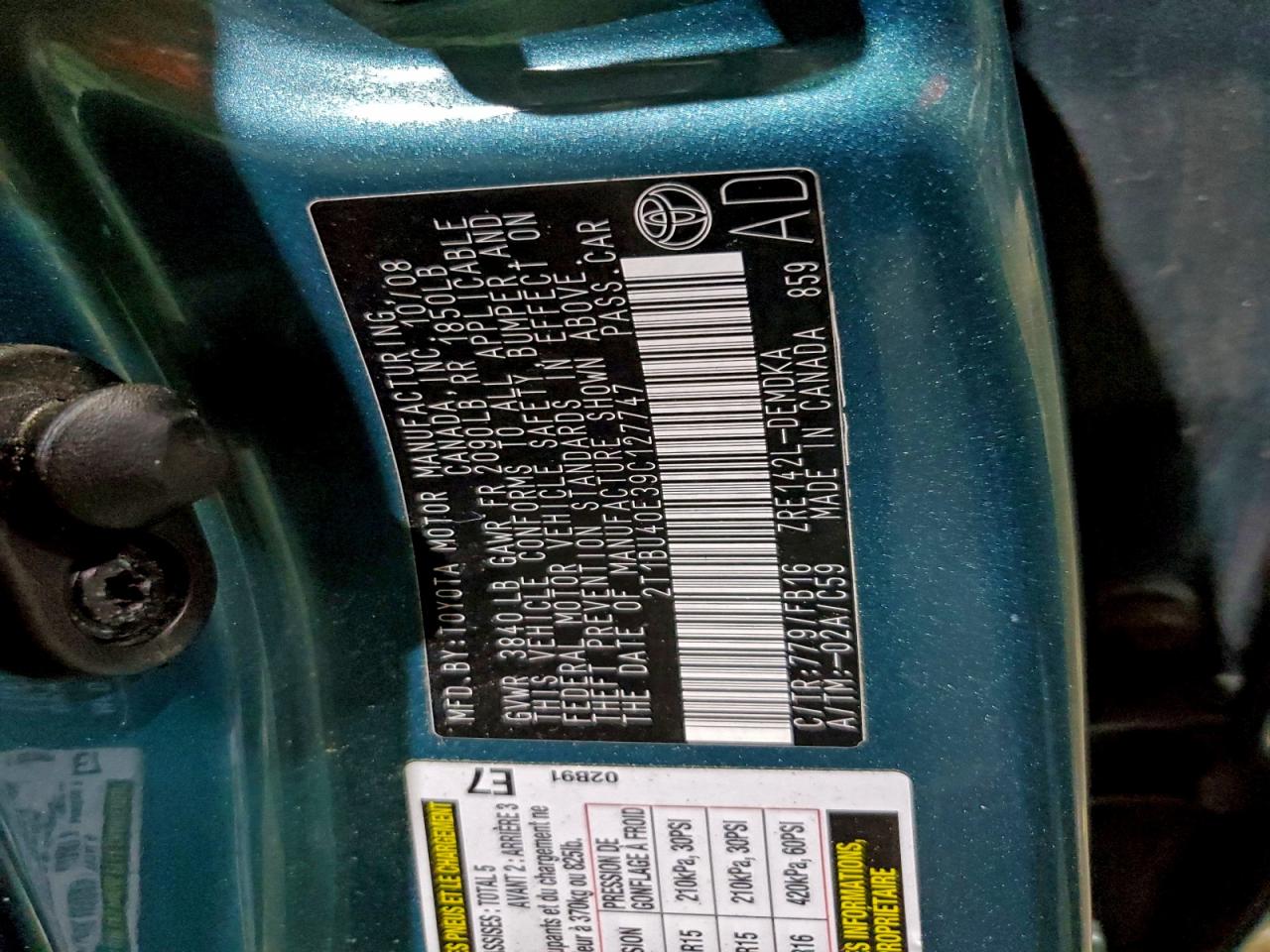 2009 TOYOTA COROLLA BASE photo 13