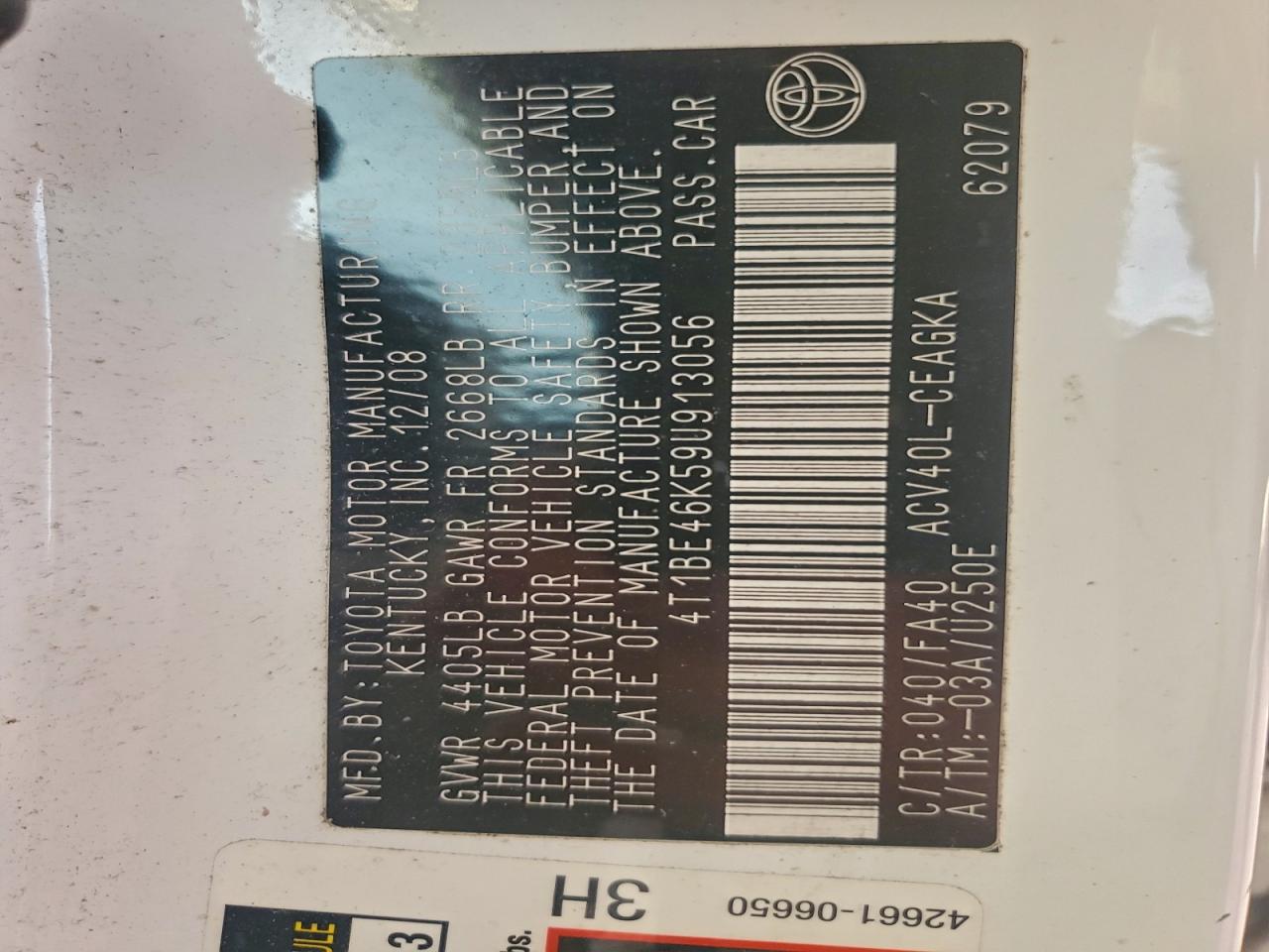 2009 TOYOTA CAMRY XLE photo 12