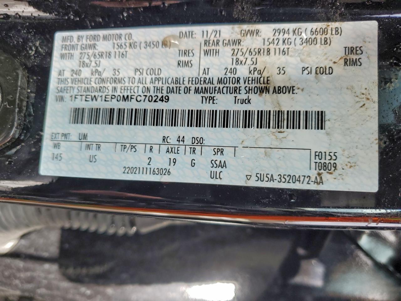 2021 FORD F150 SUPERCREW photo 12