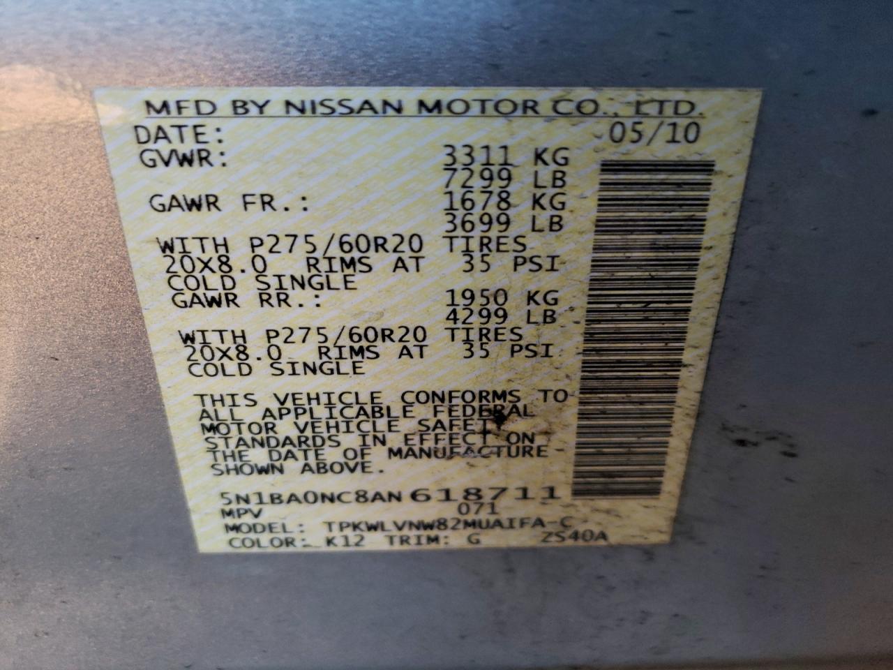 2010 NISSAN ARMADA SE photo 13