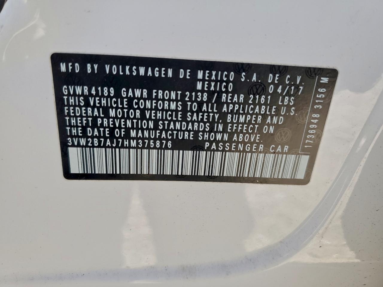 2017 VOLKSWAGEN JETTA S photo 12