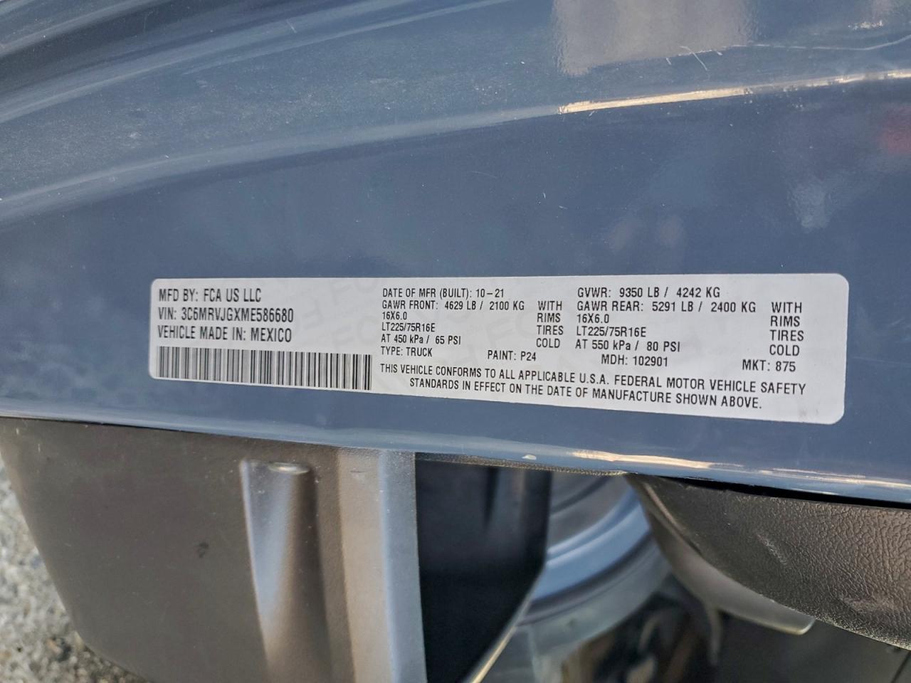 2021 RAM PROMASTER 3500 DELIVERY VAN photo 12