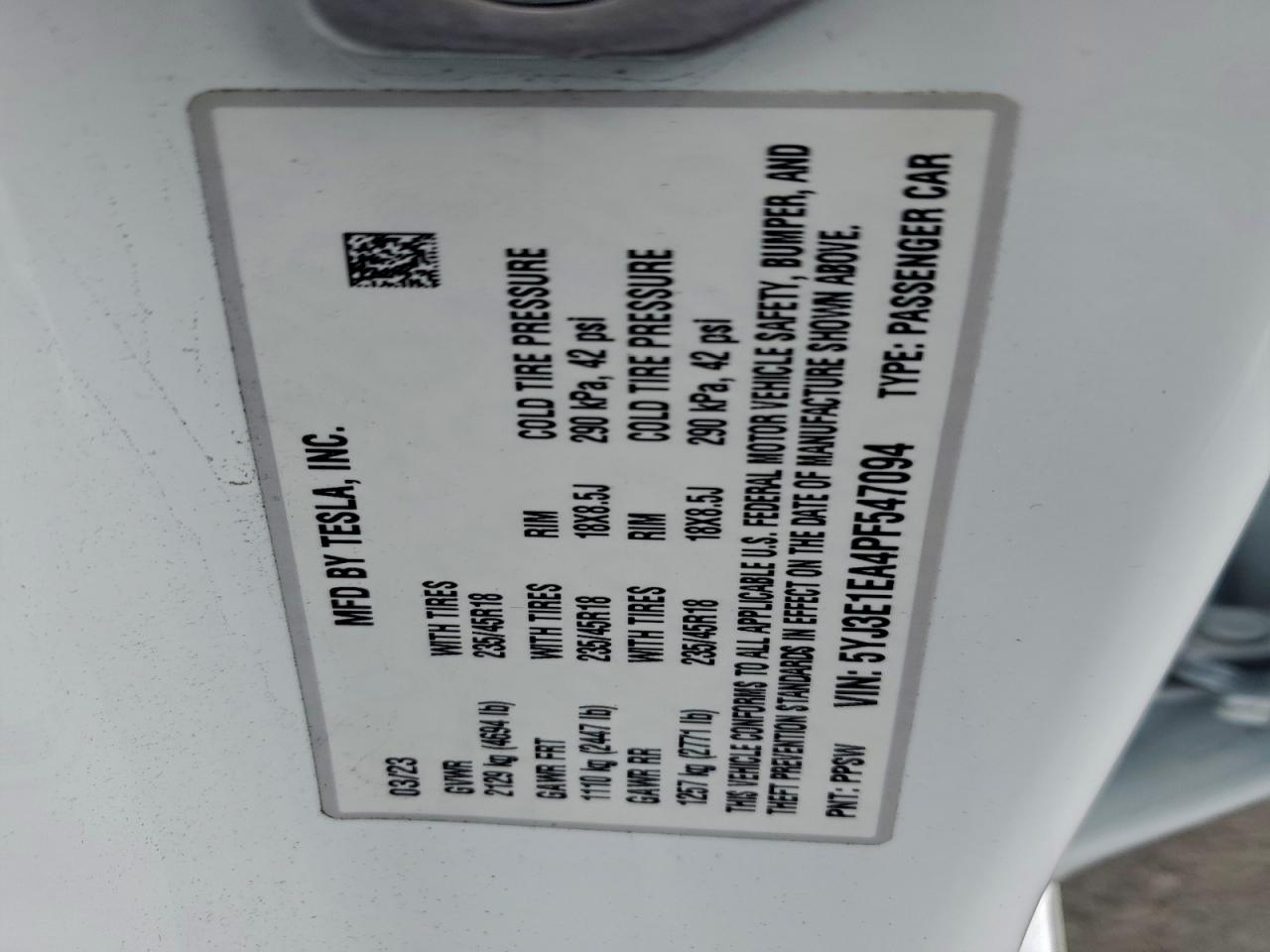 2023 TESLA MODEL 3 photo 12