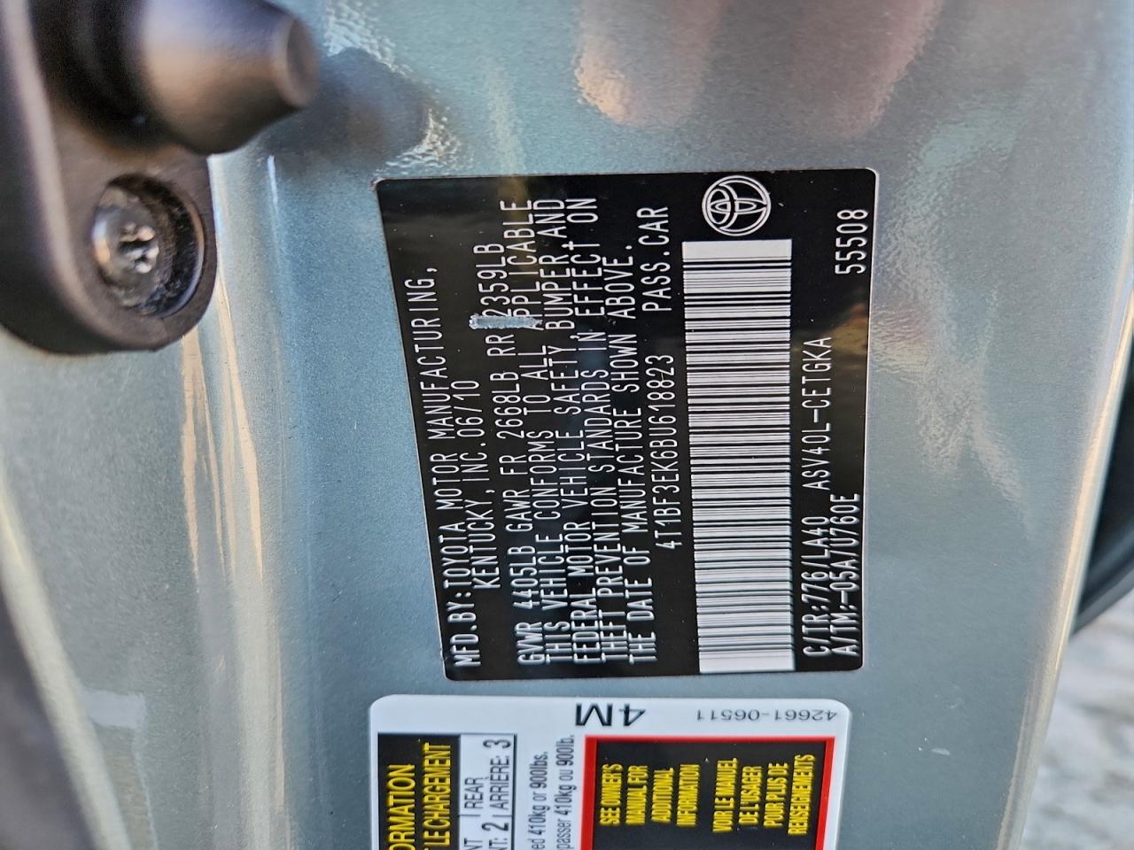 2011 TOYOTA CAMRY BASE photo 13
