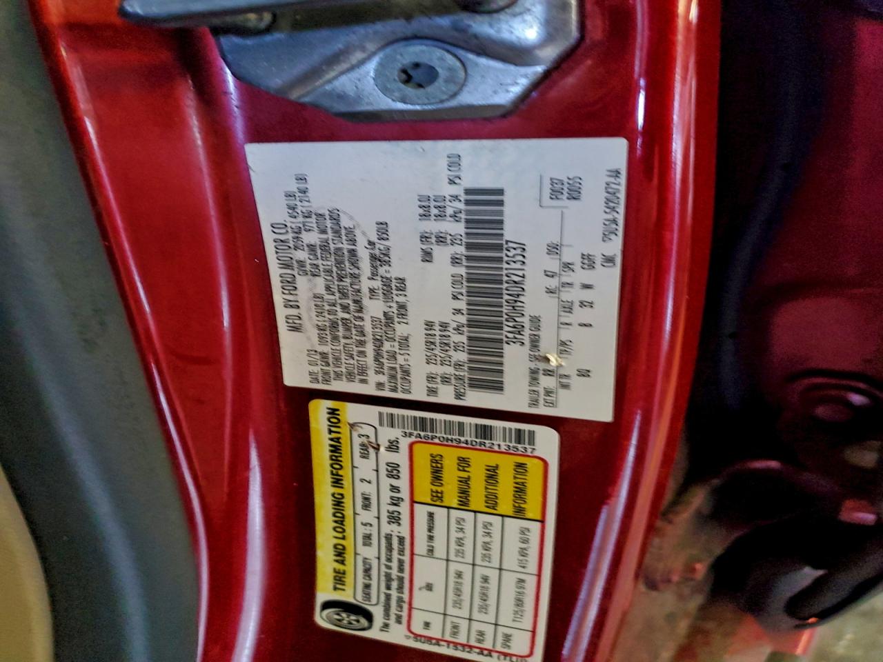 2013 FORD FUSION SE photo 12