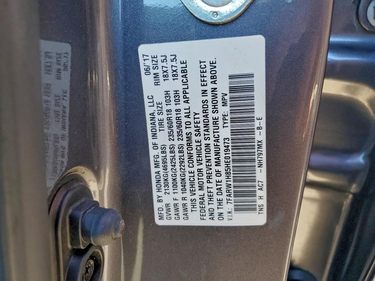 2017 HONDA CR-V EXL photo 13