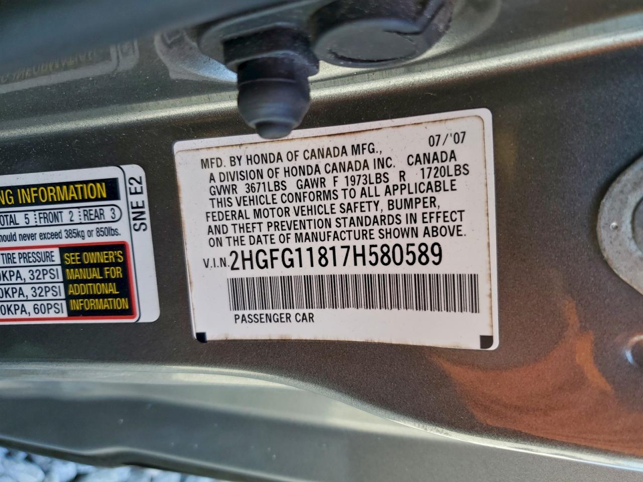 2007 HONDA CIVIC EX photo 25