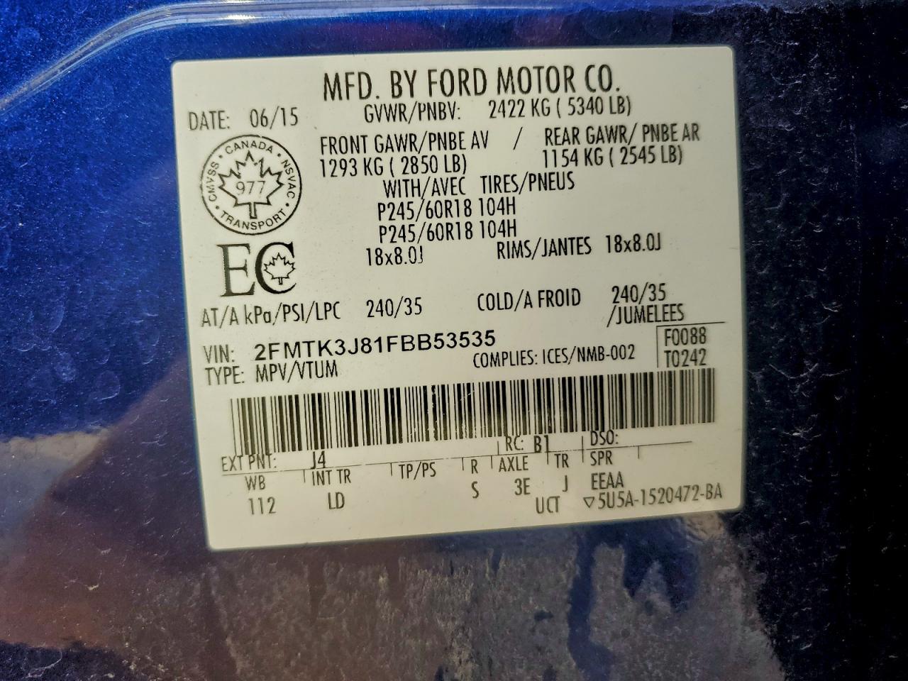 2015 FORD EDGE SEL photo 27