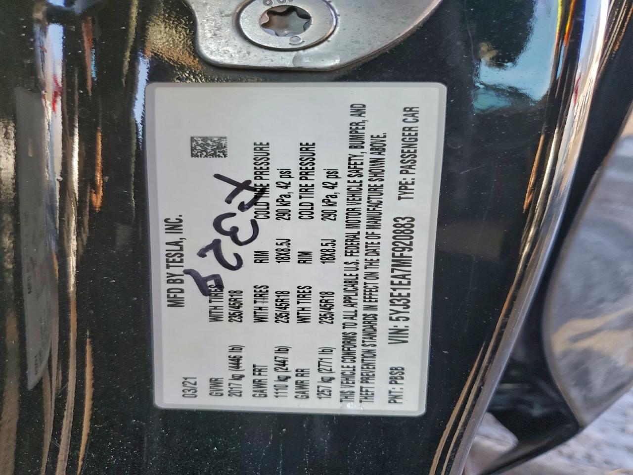 2021 TESLA MODEL 3 photo 12