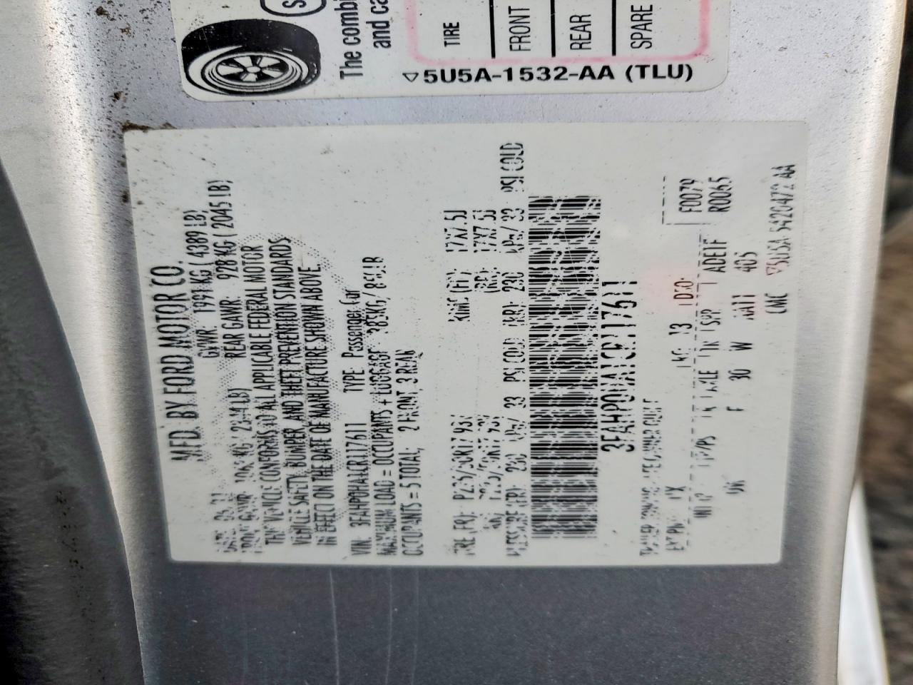 2012 FORD FUSION SE photo 12