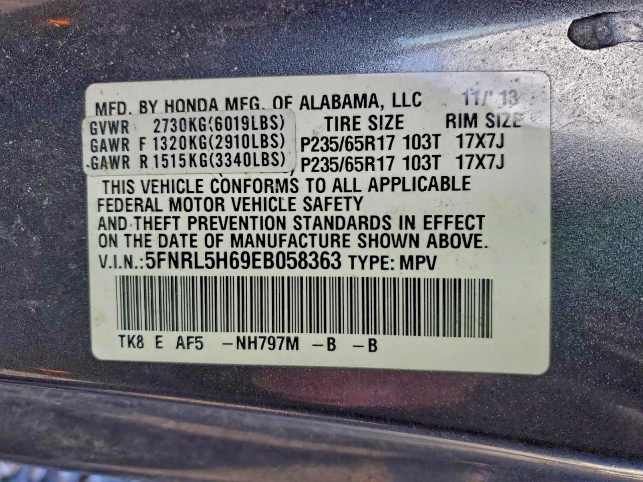2014 HONDA ODYSSEY EXL photo 13
