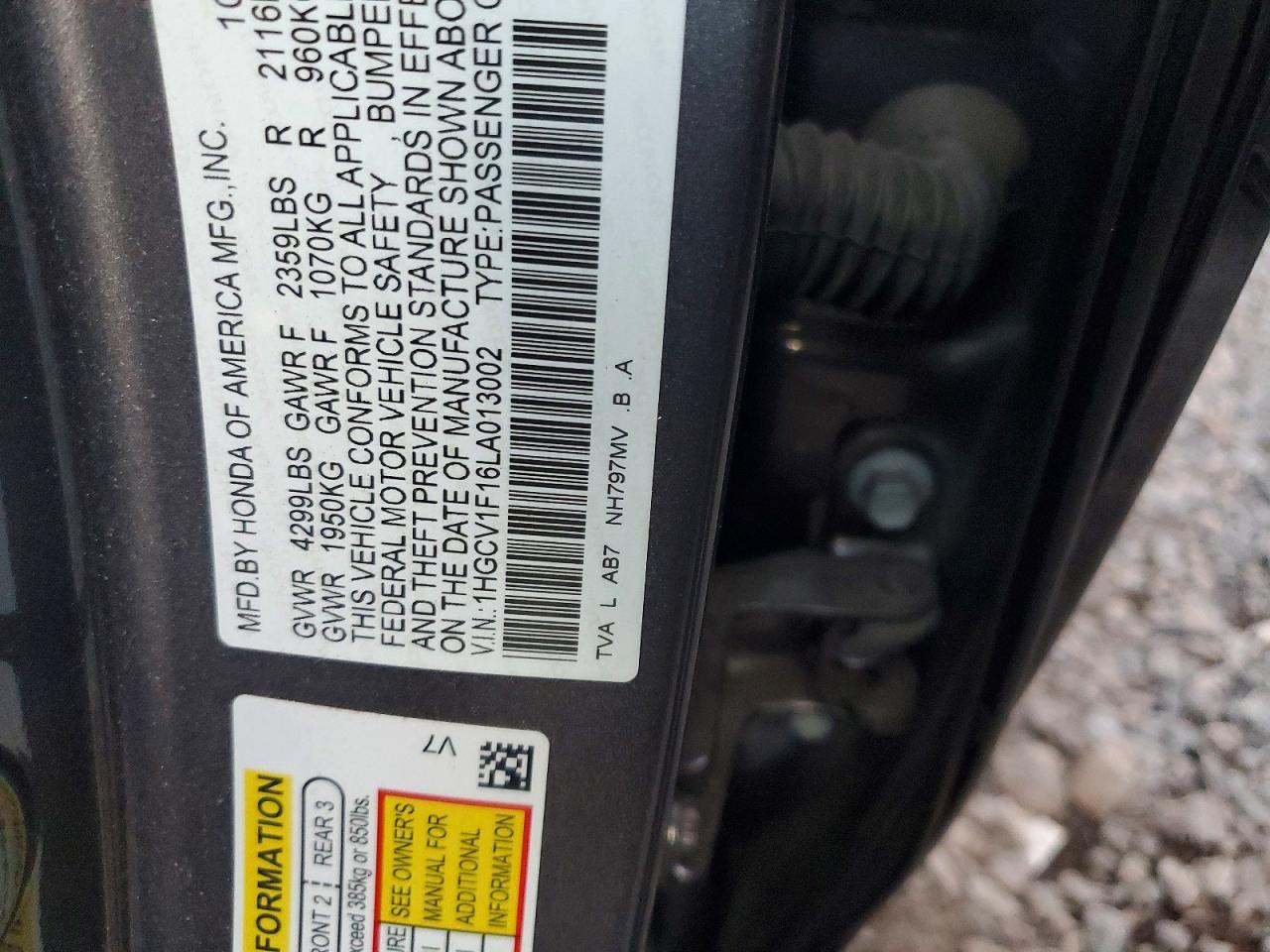 2020 HONDA ACCORD LX photo 12