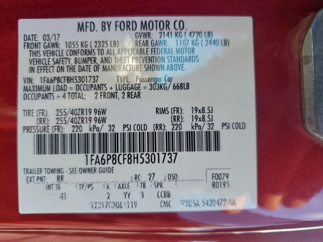 2017 FORD MUSTANG GT photo 13