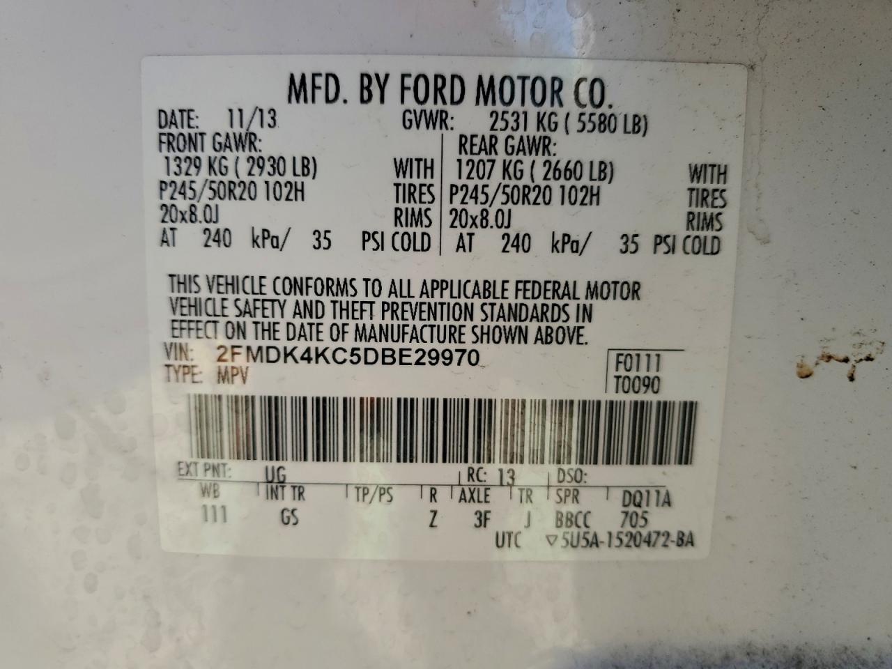 2013 FORD EDGE LIMITED photo 14
